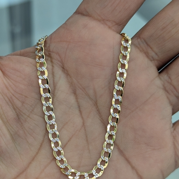 10kt Real Gold Cuban Diamond Cut Bracelet 4.5mm 8 Inches